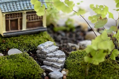 Curved Stone Steps Miniature Fairy Garden Accessories, Miniature Pond Lawn Ornament Figurines, Micro Landscape Ornaments for Garden DIY Kit Statues, Outdoor Décor, Outdoor Statues