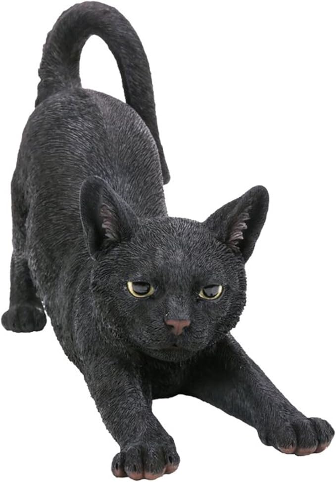 HI-LINE Stretching Cat Outdoor Garden Statue - 14.75"