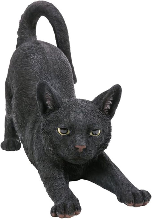 HI-LINE Stretching Cat Outdoor Garden Statue - 14.75"