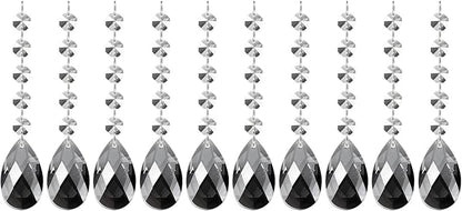 PATIKIL Teardrop Crystal Chandelier Pendants Beads, 10 Pack 145mm Length 38mm Chandelier Prisms Parts Ornaments Hanging Beads for DIY Arts Crafts Decoration, Electroplating Gray