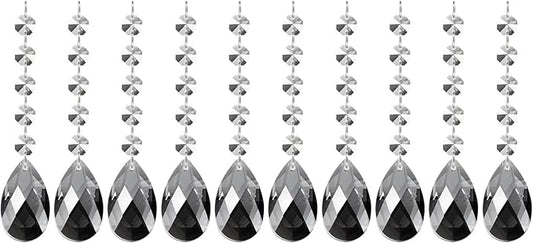 PATIKIL Teardrop Crystal Chandelier Pendants Beads, 10 Pack 145mm Length 38mm Chandelier Prisms Parts Ornaments Hanging Beads for DIY Arts Crafts Decoration, Electroplating Gray