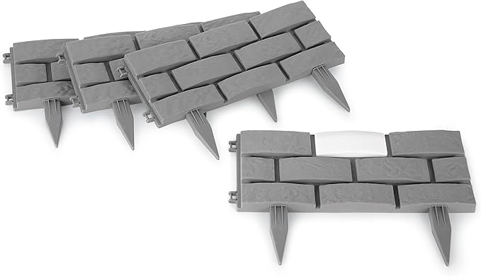 Collections Etc Solar Garden Stone Look Border Stakes - Set of 4