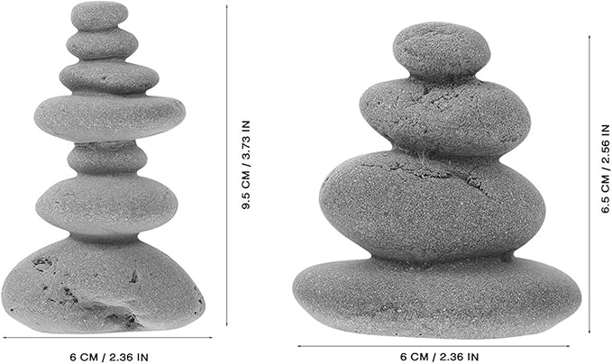 VOSAREA 2pcs Stone Sculptures Stacking Stone Statue Handmade Rocks Statues Garden Rocks Cairn Balancing Yoga Meditation Accessories Micro Landscape Ornament for Home Office