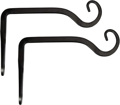 Mkono Plant Hangers Indoor, 6 Inch Metal Plant Bracket, Decorative Wall Hooks for Hanging Plants, Bird Feeder, Flower Basket, Wind Chimes, Home Outdoor Decor, 2 Pack Black