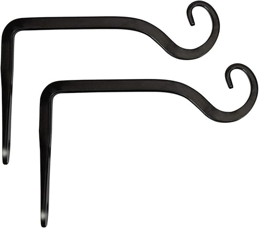 Mkono Plant Hangers Indoor, 6 Inch Metal Plant Bracket, Decorative Wall Hooks for Hanging Plants, Bird Feeder, Flower Basket, Wind Chimes, Home Outdoor Decor, 2 Pack Black