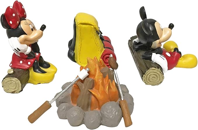 Disney Mickey and Minnie Mouse Camping Fairy Everyday Outdoor Garden Statue,s 4 inches Tall, Officially Licensed Disney Product