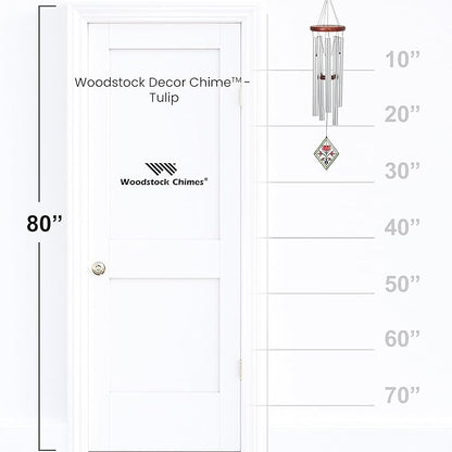 Woodstock Wind Chimes 26" Lily Botanical Chime, Flower Stained-Glass Acrylic Wind Catcher Chimes Silver Aluminum Tubes, Windchime for Outside Garden Decor, Outdoor Patio and Front Porch