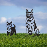 Metal Garden Dogs German Shepherd Stakes(2 Pack), German Shepherd Garden statue for Women/Men Dog Lovers Gifts for Lawn Ornaments, Garden Decorations, Yard Art