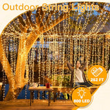 Christmas Lights 800LED 262FT - Warm White, Waterproof, 8 Modes, Remote Dimmable