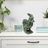 Real Jade Rooster Statue - 3.8 Inch Hand-Carved Gemstone Sculpture, Feng Shui Lucky Animal Figurine for Home/Garden/Office Decor
