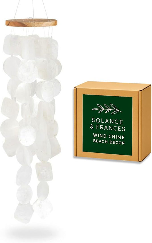 Solange & Frances Beach Decor, Wind Chimes for Outside, Elegant Sea Glass Decor Windchimes, Gifts for A Beach Lover, Natural Gifts, Mother's Day Beach Theme Gift