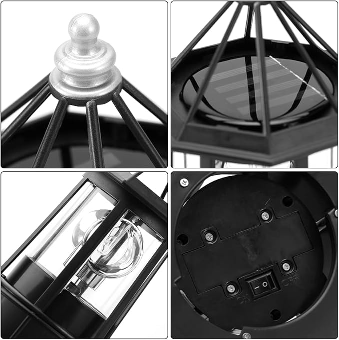 LED Solar Powered Lighthouse, 360 Degree Rotating Lighthouse Lamp, IP65 Waterproof LED Solar Lighthouse Lamps Towers Statue Lights for Outdoor Garden Pathway Patio