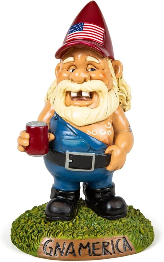 BigMouth Inc Gnamerica Garden Gnome Statue, Outdoor Lawn & Yard Figurine Sculpture Decorations for America Lovers, Funny Political Gag Gift