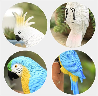 TAYASH Resin Parrot Flower Pot Hugger Decorations,Parrot Animal Sculpture Hanging Realistic Parrot Garden Ornament for Patio Yard Balcony Lawn Figurine Tree Decor (Blue)