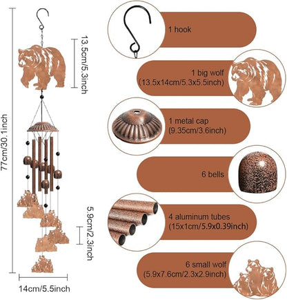 OLYCRAFT Bear Metal Wind Chimes Outdoors Wind Chime Sympathy Memorial Windchime Outdoors Sympathy Windbell Memorial Presents Hanging Windbell for Patio Backyard Home Garden Yard Wedding Decor-30 Inch