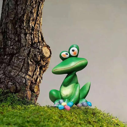 Large Outdoor Sitting Frog Statue - 9" Cute Garden Decor for Yard, Resin Animal Sculpture for Patio & Backyard, Whimsical Fall Frog Garden Decor Gift