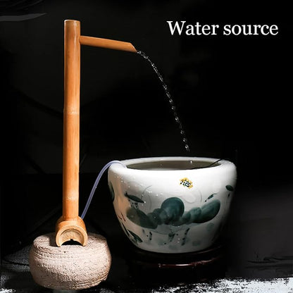 Water Features for The Garden Solar Powered Bird Bath Garden Bamboo Fountain Bamboo Flowing Water Courtyard Decoration Water Features Flowing Water Fish Tank Stone Trough,30cm Decoration,80cm