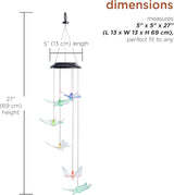 Alpine Corporation 27" Tall Outdoor Solar Powered Wind Mobile with Color Changing LED Butterfly Lights