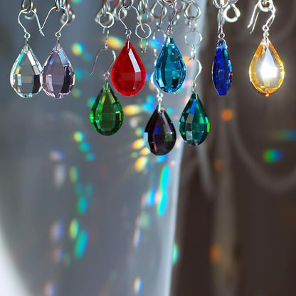 10pcs Crystal Suncatchers Multi, Hanging Crystals Glass Chandelier Prisms Ornament Pendant for Windows, Pipa Rainbow Maker Home Decoration.