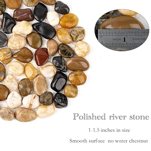 Qualdout River Rocks Stepping Stones Pavers Outdoor for Garden Walkway, Decorative Pebbles Polished Gravel for Backyard Lawn Patio Pathway Landscaping, Set of 6 (Roundness)