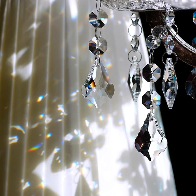 20pcs Crystal Maple Leaf Chandelier Prisms, Hanging Glass Crystals Beads for Christmas, Party, Decoration 38mm (Clear)