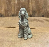 Stone Sitting Poodle Statue Concrete Resting Poodle Dog Figurine Porch Dog Memorial Sculpture