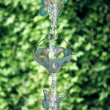 12FT Rain Chains for Outside, Metal Rain Chain with Butterfly Decor, Adjustable Rain Catcher Chain with Bell for Eaves Drainage, Replacement for Downspout (12 Cups)