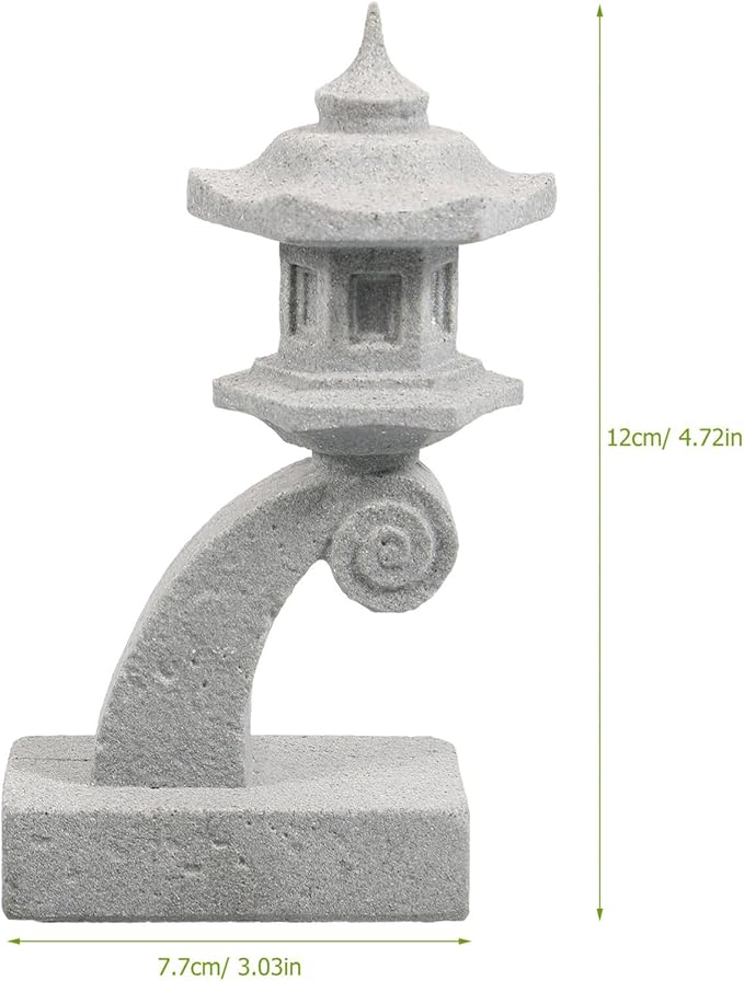 OSALADI Miniature Japanese Lantern Pagoda Figurines Asian Sandstone Tower Statue Fish Tank Aquarium Ornament Fairy Garden Accessories Zen Terrarium Bonsai Decorations