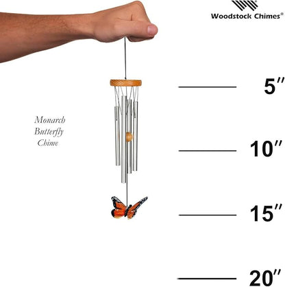 Woodstock Chimes Signature Collection, Monarch Butterfly Chime, 15'' Decor Designs Wind Chimes for Outdoor, Patio, Home or Garden Décor (HSBU)