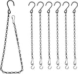 Black Chain for Hanging Plants, 6 PCS Small Chain for Hanging Basket, 24.5IN Hanging Chains with Hooks, Adjustable Plant Chain, Decorative Metal Hanging Basket Chain for Planter, Bird Feeder, Sign