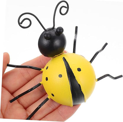 Toyvian 3Pc Simulation Ladybug Iron Garden Decorations Outdoor Ornament for for Holidays and Home Decor