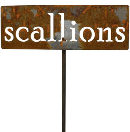 Classic Metal Garden Markers 19 Inches Tall (scallions, Naturally Rusted)