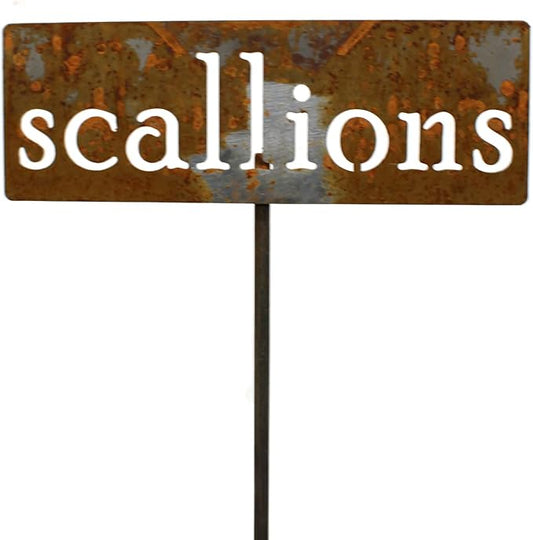 Classic Metal Garden Markers 19 Inches Tall (scallions, Naturally Rusted)