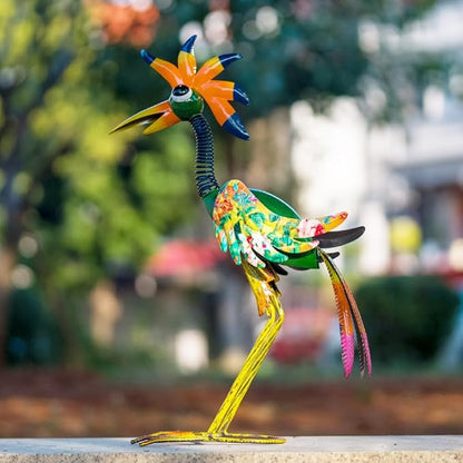 24'' Metal Wacky Peacock Garden Statues Outdoor Decor, Rooster Decor Chicken Yard Sculptures Art Decoration for Home Outsiede Patio Lawn Backyard, Gift for Women Lovers Moms(Red & Green)