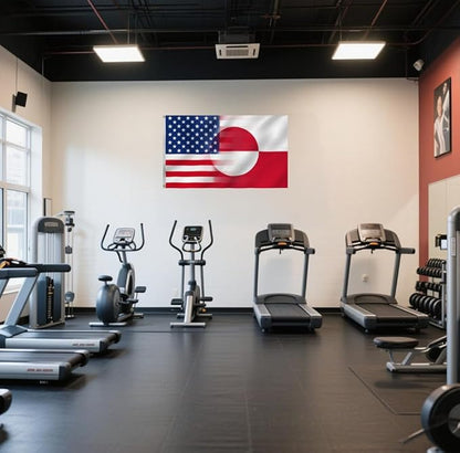 America Greenland Flag 2X3FT, USA Greenlander Friendship Flags,Both Sides Printed, Men Women Banner,Vibrant Colors, Double Stitched with 2 Brass Grommets, Bar Garden Street Decoration, GYM, Office Decor,Indoor Outdoor Use,Gifts. (Z-US-GL, 2x3ft)