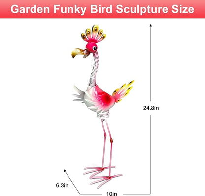 Vibrant Metal Flamingo Decor - Large Metal Yard Art - Outdoor Decoration Garden Statues - Standing Pink Flamingo for Yard, Elegant Flamingos Garden Sculpture & Gift for Women