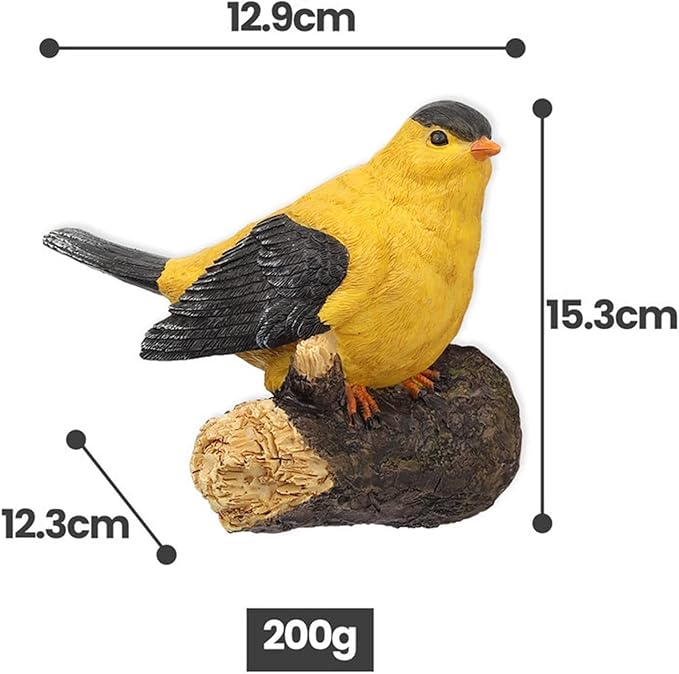 Bird Model Resin Bird Figurine Tropical Tree Hanging Ornaments Animal Bird Statue for Wedding Garden Fence Porch Decoration - Yellow