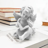 Asng Cherubs Angels Resin Garden Statue Figurine, Adorable Angel Sculpture Memorial Statue, Indoor Outdoor Home Garden Decoration (Reading Cherub)