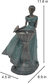 DiliComing Fairy Outdoor-Statues Garden-Decor with Solar - 12 Inch Resin Leaf Girls Birdbath Sculpture Waterproof Outdoor Decor for Patio/Yard, Unique Bird Feeder Figurines Home Decor Gifts for Women