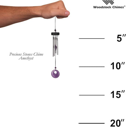 Woodstock Chimes Signature Collection, Precious Stones Chime, 12'' Amethyst Décor Designs - Small Chimes Wind Chimes for Outdoor, Patio, Home or Garden Décor (PSAM)