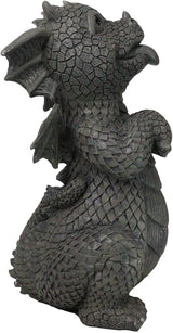 Ebros Whimsical Garden Dragon Begging for Attention Statue 10.25" H Cute Baby Dragon Panting Faux Stone Resin Finish Figurine Dungeons and Dragons Mythical Fantasy Sculpture Guest Greeter Home Decor