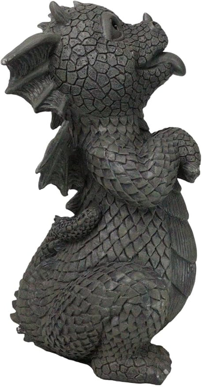 Ebros Whimsical Garden Dragon Begging for Attention Statue 10.25" H Cute Baby Dragon Panting Faux Stone Resin Finish Figurine Dungeons and Dragons Mythical Fantasy Sculpture Guest Greeter Home Decor