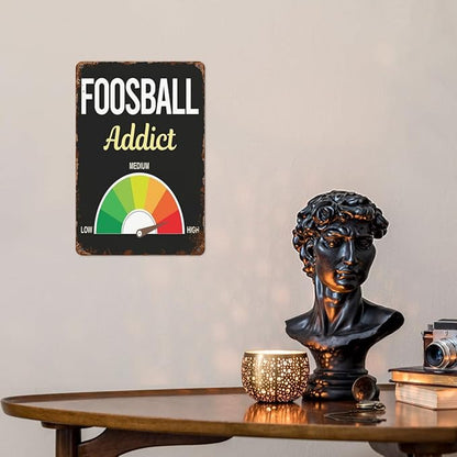 Vintage Tin Signs Foosball for Room,Patio,Office,Yard & More Retro Metal Wall Decor,8x12 Inch Funny Quotes & Gothic Designs