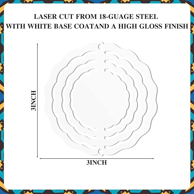 Weysat 6 Pack Sublimation Wind Spinner Blanks 3D Aluminum Wind Spinners Hanging Spinners DIY Crafts Ornaments for Indoor Outdoor Garden Yard Window Porch Front Door Decoration (3 Inch)