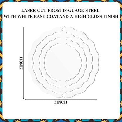 Weysat 6 Pack Sublimation Wind Spinner Blanks 3D Aluminum Wind Spinners Hanging Spinners DIY Crafts Ornaments for Indoor Outdoor Garden Yard Window Porch Front Door Decoration (3 Inch)