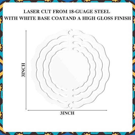 Weysat 6 Pack Sublimation Wind Spinner Blanks 3D Aluminum Wind Spinners Hanging Spinners DIY Crafts Ornaments for Indoor Outdoor Garden Yard Window Porch Front Door Decoration (3 Inch)