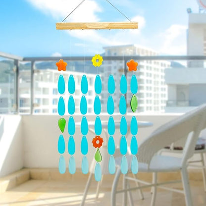 Solar Wind Chimes with Lights - Unique Glass Hanging Wind Chime for Outdoor Decor, Perfect for Garden, Patio, and Yard