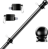 PHITRIC Flag Pole for Kit, Tangle Free Spinning Stainless Steel Rustproof Flagpole for 3x5 Sports Fan Outdoor Flags for Outside House (Black, 6FT, without Bracket)