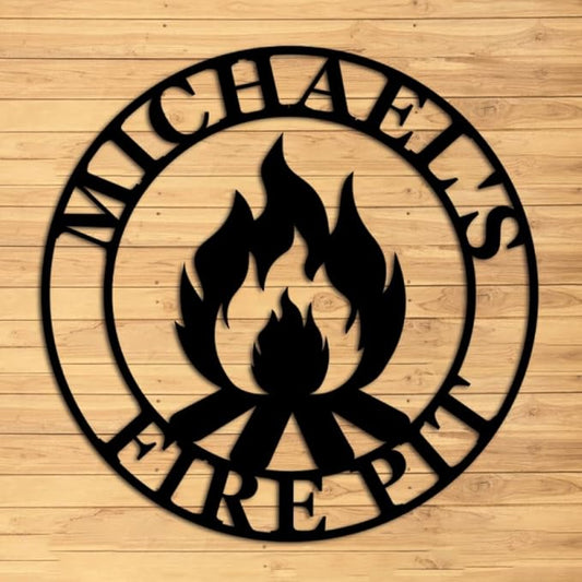 Personalized Firepit Metal Wall Art,Custom Firepit Metal Name Sign,Outdoor Wall Decor,Welcome Sign,Home Decor,Patio Decor