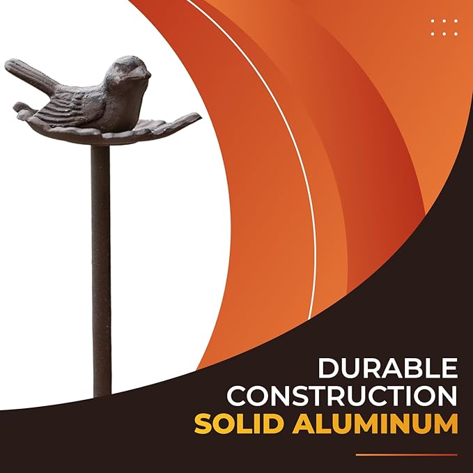 Carvers Olde Iron Decorative Garden Hose Guide Stake – 19" Solid Aluminum Heavy Duty Hose Protector for Landscaping, Flower Beds & Yard Edging - Bird